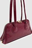 Juvon Kırışık ve Parlak Görünümlü El, Kol ve Omuz Çantası Bordo
