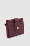 Fione Çıtçıt Kapamalı 6 Bölmeli Çıkarılabilir Anahtarlıklı Mini Kadın Cüzdan Bordo