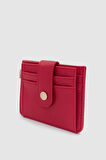 Fione Çıtçıt Kapamalı 6 Bölmeli Çıkarılabilir Anahtarlıklı Mini Kadın Cüzdan Kırmızı