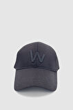 W Nakışlı Ayarlanabilir Unisex Spor, Günlük ve Outdoor Şapka / Kep Siyah
