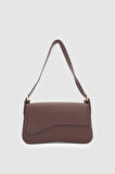 Glose Sert Dokulu Ayarlanabilir Askılı Baget Omuz Çantası Kahverengi
