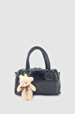 Suera Ayıcık Charmlı Günlük Mini Tote Çapraz Askılı El ve Kol Çantası Siyah
