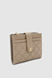 Ivina Kapitone Detaylı Kartlıklı Çıtçıt ve Fermuarlı Kadın Cüzdan Krem