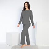 Confeo 840.641 Kadın Kışlık Fitilli Uzun Kol Pijama Takım