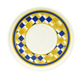 Sarı Lacivert Ekose Desenli 6 Kişilik Porselen Kahve Fincan Takımı