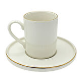 Altın Yaldız Kenarlı 6 Kişilik Porselen Kahve Fincan Takımı
