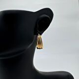 Çelik Gold Oval Küpe  - Gold