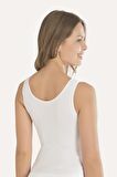 Beyaz Geniş Askılı Seamless Atlet Body