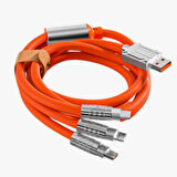 Petinka Şarj Kablosu 3 'in 1 Type-C + Micro Usb + Lightning Hızlı Şarj Silikon Kablo 1 Metre Kablo