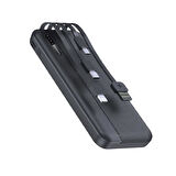 Powerbank 10000mAh Hızlı Kablosuz Şarj Çift Giriş Mikro Type-C USB Lightning 4 Kablolu Güç Kaynağı