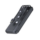 Powerbank 10000mAh Hızlı Kablosuz Şarj Çift Giriş Mikro Type-C USB Lightning 4 Kablolu Güç Kaynağı