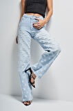 Kadın Snow Kot Rengi 10s5-100 Kumaş Özellikli Straight Fit %100 Koton Tasarım Denim Jean