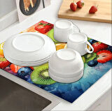 55 CM x 45 CM SERİN MEYVE TASARIMI TEZGAH ÜSTÜ BULAŞIK KURUTMA MATI BULAŞIKLIK KURUTMA ÖRTÜSÜ