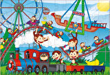 Star Puzzle 2x50 Parça Çocuk Puzzle - Maymun Lunaparkı