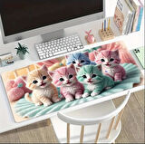 70X30 CM RENKLİ KEDİLER TEMALI KAYDIRMAZ TABAN SPEED YÜZEY OYUNCU MOUSE PAD GAMİNG