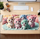 70X30 CM RENKLİ KEDİLER TEMALI KAYDIRMAZ TABAN SPEED YÜZEY OYUNCU MOUSE PAD GAMİNG
