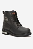 Harley Davidson Jim Hakiki Deri Bot 36-40 Black Yağlı Deri