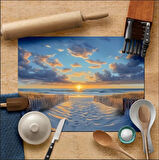 55 CM x 45 CM OKYANUS PLAJI TEMALI TEZGAH ÜSTÜ BULAŞIK KURUTMA MATI BULAŞIKLIK KURUTMA ÖRTÜSÜ