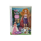 Puppy Bella 30 cm Bebek ve Köpek Bakım Seti - Mor Elbise