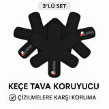 Tava, Tencere Ve Bor Cam Koruyucu Çizdirmez Keçe 3'lü Set SİYAH