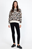 Rodi Bayan Oversize Leopar Desenli Kazak RD24KB310197