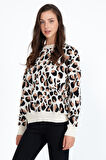 Rodi Bayan Oversize Leopar Desenli Kazak RD24KB310197
