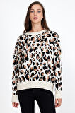 Rodi Bayan Oversize Leopar Desenli Kazak RD24KB310197