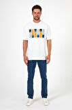 Erkek Bisiklet Yaka Baskılı T-shirt 7028