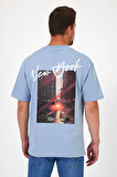 Erkek Bisiklet Yaka Los Angeles Baskılı T-shirt 7029