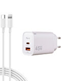 CL45 ECO Bundle 45W Hızlı Şarj Cihazı + Lightning Kablo | PD & QC Destekli, Güvenli Şarj