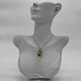 Çelik Vintage Sanat Kolye Serisi: Renkli Tablo Çiçek Detay - Gold