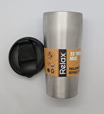 SS THERMOS MUG 400 ML PASLANMAZ ÇELİK TERMOS BASIK MODEL GRİ