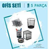Gen-Of 5 Parça Ofis Seti Çöp Kovası + Evrak Rafı+Masa Seti 3'lü