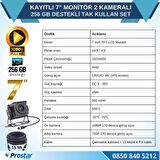 Kayıtlı 7 inç Monitör 2 Kameralı Dashcam 256 GB Destekli 15 Metre Kablolu Pratik Set
