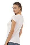 Özkan 7123 Kadın Premium Yumuşak Rahat Kumaş Viskon Bisiklet Yaka Kısa Kollu Örme T-Shirt