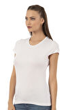 Özkan 7123 Kadın Premium Yumuşak Rahat Kumaş Viskon Bisiklet Yaka Kısa Kollu Örme T-Shirt