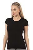 Özkan 7123 Kadın Premium Yumuşak Rahat Kumaş Viskon Bisiklet Yaka Kısa Kollu Örme T-Shirt