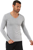 Özkan 0274 Erkek Penye Likralı Pamuklu V Yaka Uzun Kol Tişört Fanila 