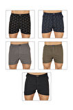 Özkan 11810 5'li Paketli Erkek Pamuklu Esnek Yumuşak Desenli Penye Boxer Şort Külot