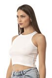 Özkan Underwear Özkan 26814 Kadın Pamuklu Fitilli Vücuda Oturan Halter Yaka İnce Biyeli Esnek Rahat Örme Crop Atlet