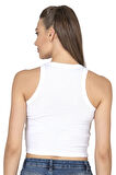 Özkan 27425 Kadın Pamuklu Kaşkorse Fitilli Halter Yaka Esnek Rahat Geniş Biyeli Crop Atlet Büstiyer