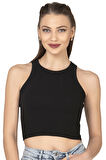 Özkan 27425 Kadın Pamuklu Kaşkorse Fitilli Halter Yaka Esnek Rahat Geniş Biyeli Crop Atlet Büstiyer