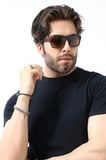 Erkek Dikdörtgen Kahverengi Polarize Mat Güneş Gözlüğü 23057 c3 p m