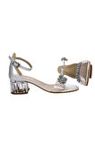 Kiko Kids 790 Vakko Taşlı Kız Çocuk 3 Cm Şeffaf Topuklu Sandalet Ayakkabı