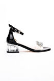 Kiko Kids 790 Rugan Taşlı Kız Çocuk 3 Cm Şeffaf Topuklu Sandalet Ayakkabı