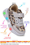 Kiko Kids Teno Leopar Desenli Cırtlı Işıklı Kız Bebek Spor Ayakkabı