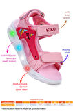 Kiko Kids Unicorn Günlük Işıklı Cırtlı Kız Çocuk Sandalet Ayakkabı