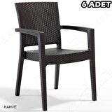6 Adet Novussi Paris Rattan Kollu Sandalye Koltuk KAHVE