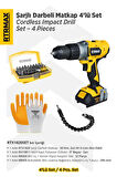 RTX1820SET Şarjlı Darbeli Matkap 4'lü Set -Bits Uç + Kemer Klipsli Adaptör Seti-Uç Tutucu-Eldiven