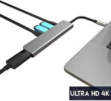 Kuzey's Store Macbook Pro Huawei Dell ile Uyumlu Type C to 4K HDMI + USB 3.0 + SD/tf + PD + Type-C, Taşınabilir 7in1 Adaptör